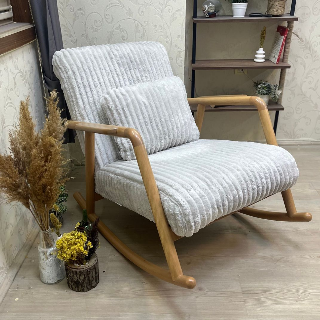 Asedia Minito Naturel Krem Sallanan Sandalye Dinlenme Koltuğu