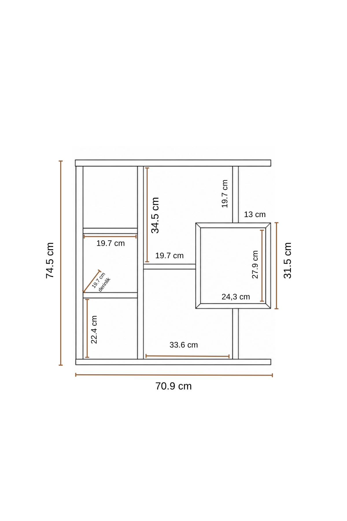 Enda Home Yegane Duvar Rafı, Duvar Kitaplığı, Dekoratif Kitaplık, Modern Kitaplık, Zeminde veya Duvarda Kullanıma Uygun Beyaz - Çam