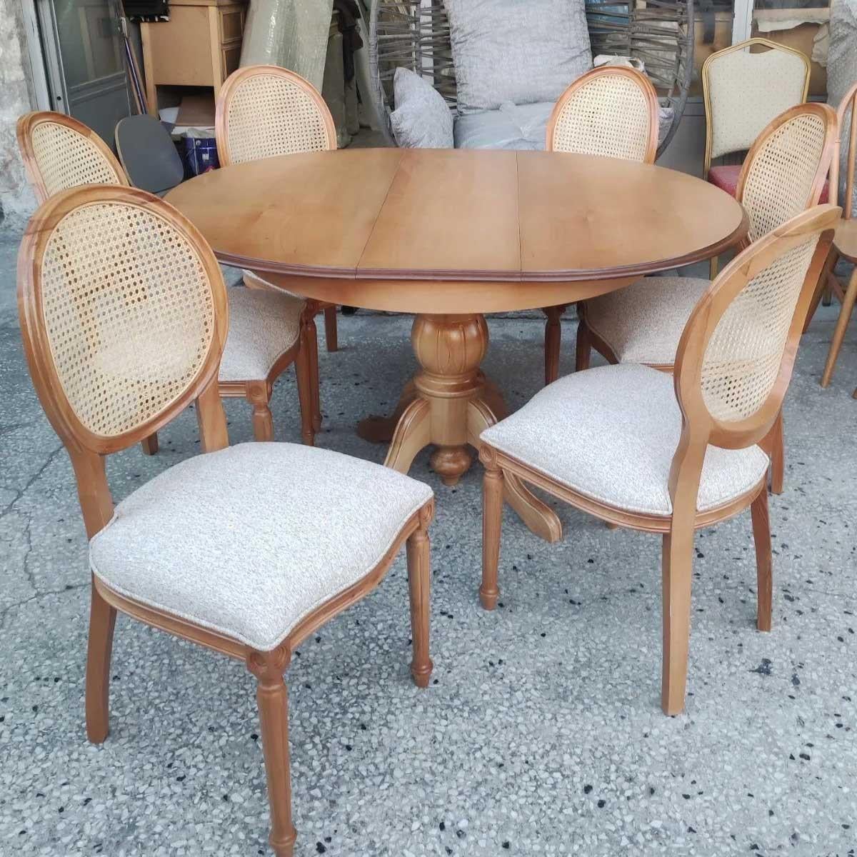 Reyo 100cm Açılır Yemek Masası Baba Ayak Masa Natural Cilalı ( Sandalyeler Dahil Değildir)