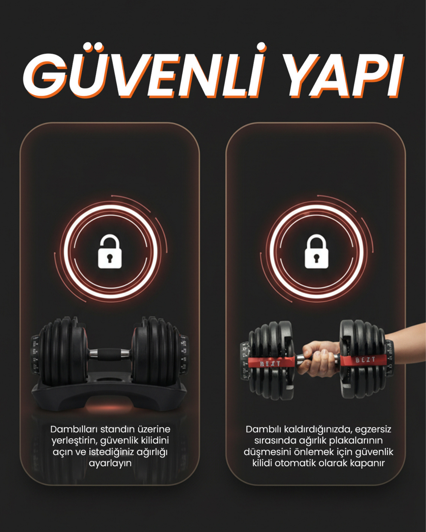 Bezt Pro Sports Ayarlanabilir Dambıl Seti 2,25–24 kg Kırmızı