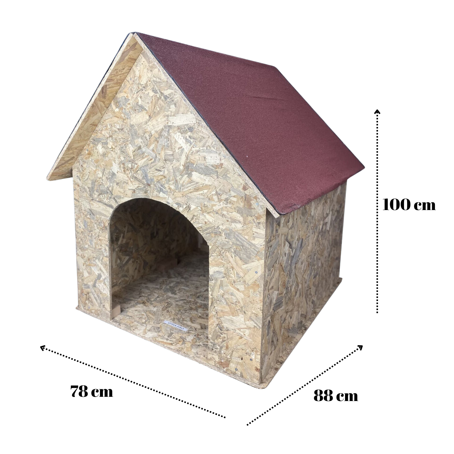 Melada Köpek Kulübesi Büyük Boy OSB XL Kırmızı Çatılı100x100x78 cm