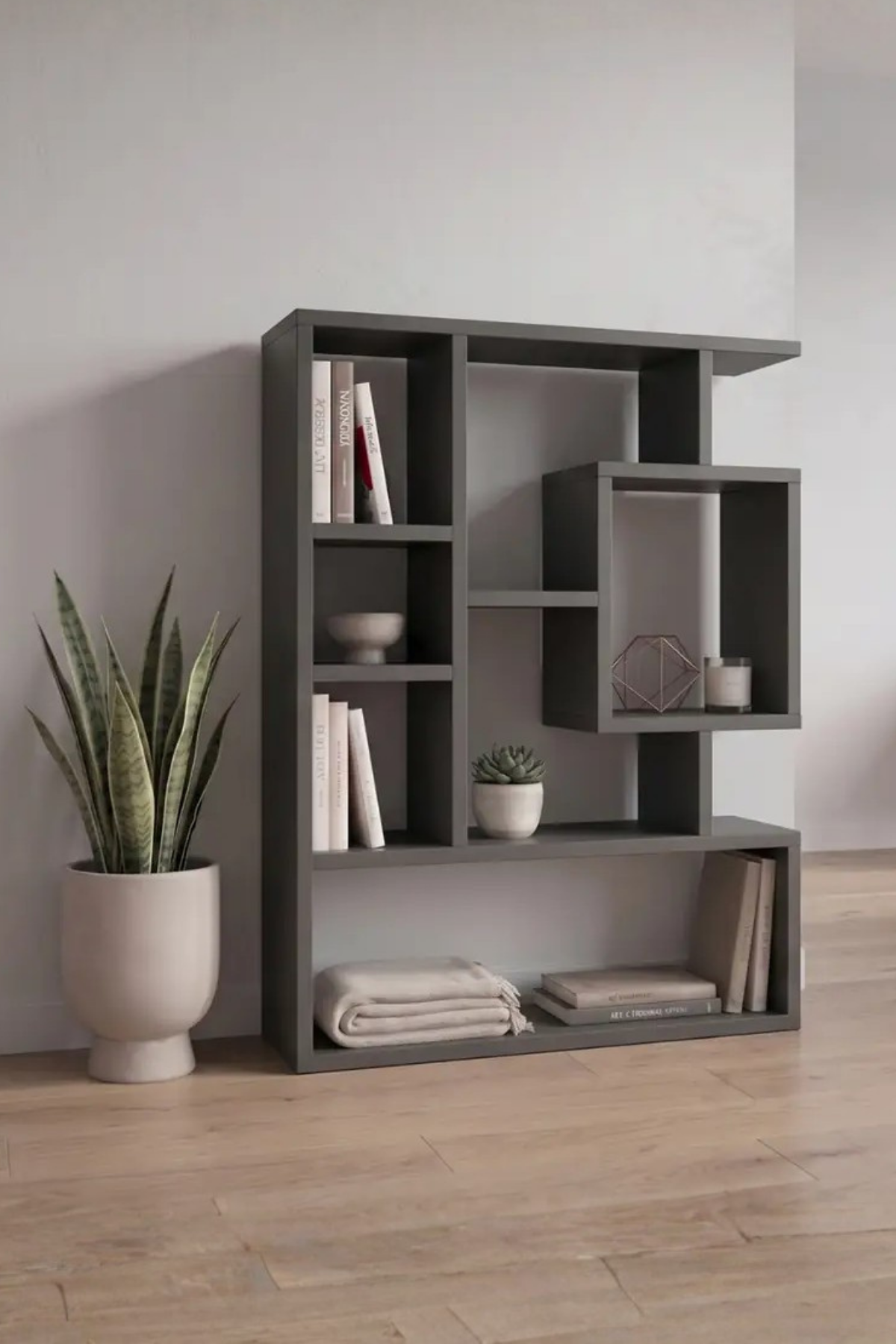 Enda Home Bigane Büyük Dekoratif Duvar Rafı 70,9 × 93,6 cm – Asimetrik Çok Bölmeli Duvara Monte Raf