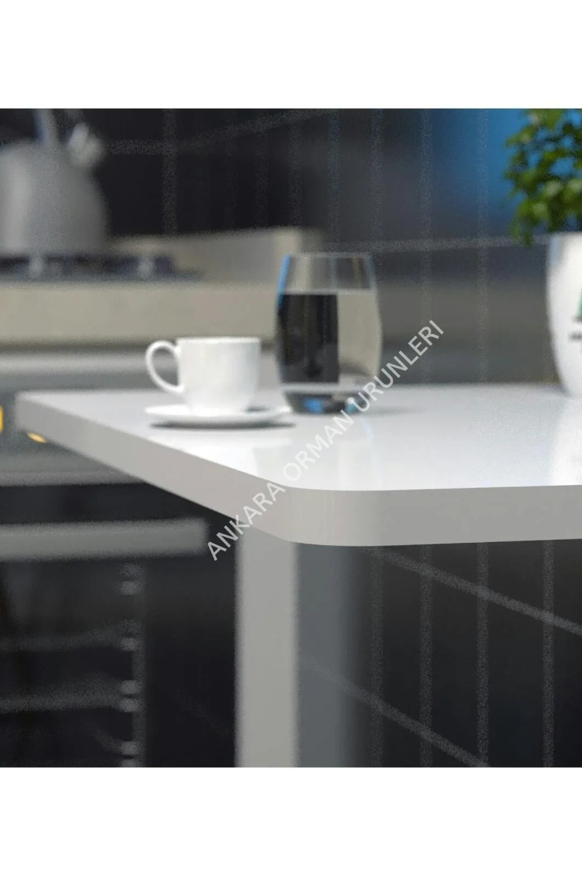 Ankara Orman Ürünleri 90x60cm Beyaz Oval Köşeli Açılır Kapanır Duvara Monte Raf Masa Mutfak Masası