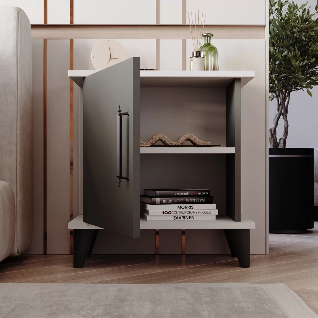 Enda Home Adela Raflı Modern Komodin Antrasit