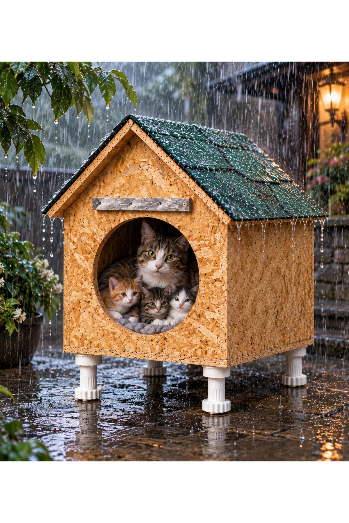 Narım Doğum Yapan Anne Kedi ve Yavruları için Kedi Barınağı, Kedi Doğum Evi, Su Yalıtımlı Rüzgar ve Soğuğa Dayanıklı Kedi Evi