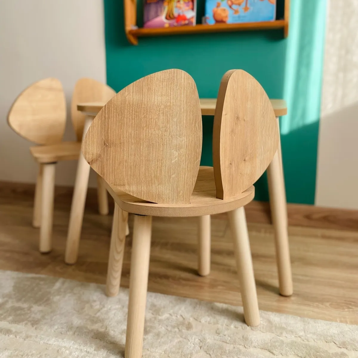 Alfa Country Montessori Çocuk Masası 1 Masa & 2 Mickey Sandalye Kahverengi