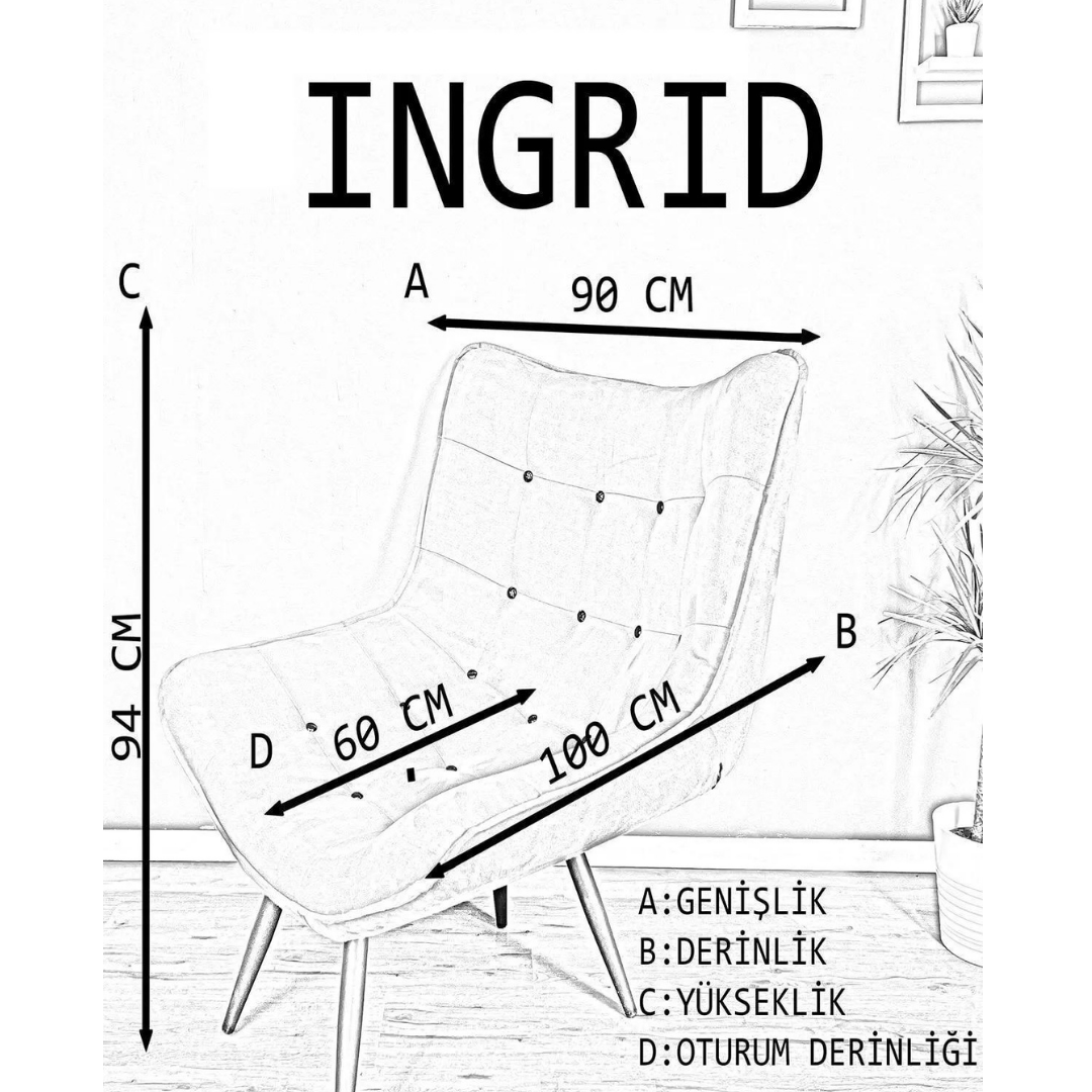 Hmplast Ingrid Berjer Koltuk Tekli Mavi