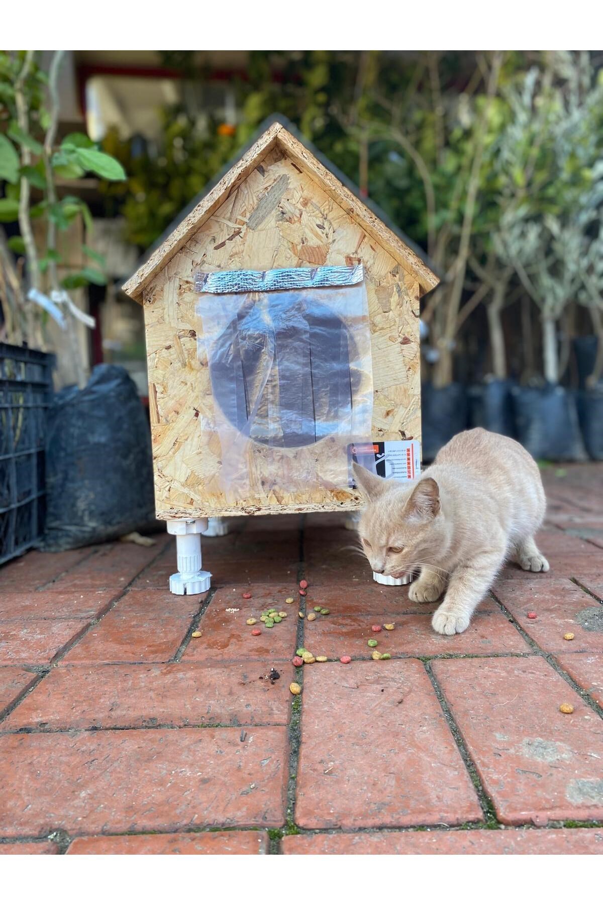 Narım Kedi Evi, Yerden Yüksek Kedi Yuvası, Su ve Isı Yalıtımı İç ve Dış Mekan Kedi Barınağı   33x38x40cm - Monteli Teslimat