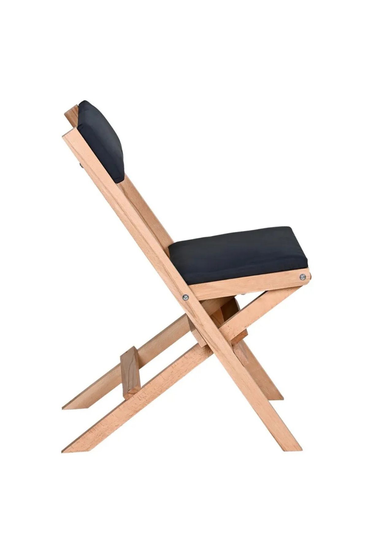 BySay Ahşap Katlanır Döşeme Minderli 3'lü Bistro Set Bahçe Takımı Naturel Antrasit