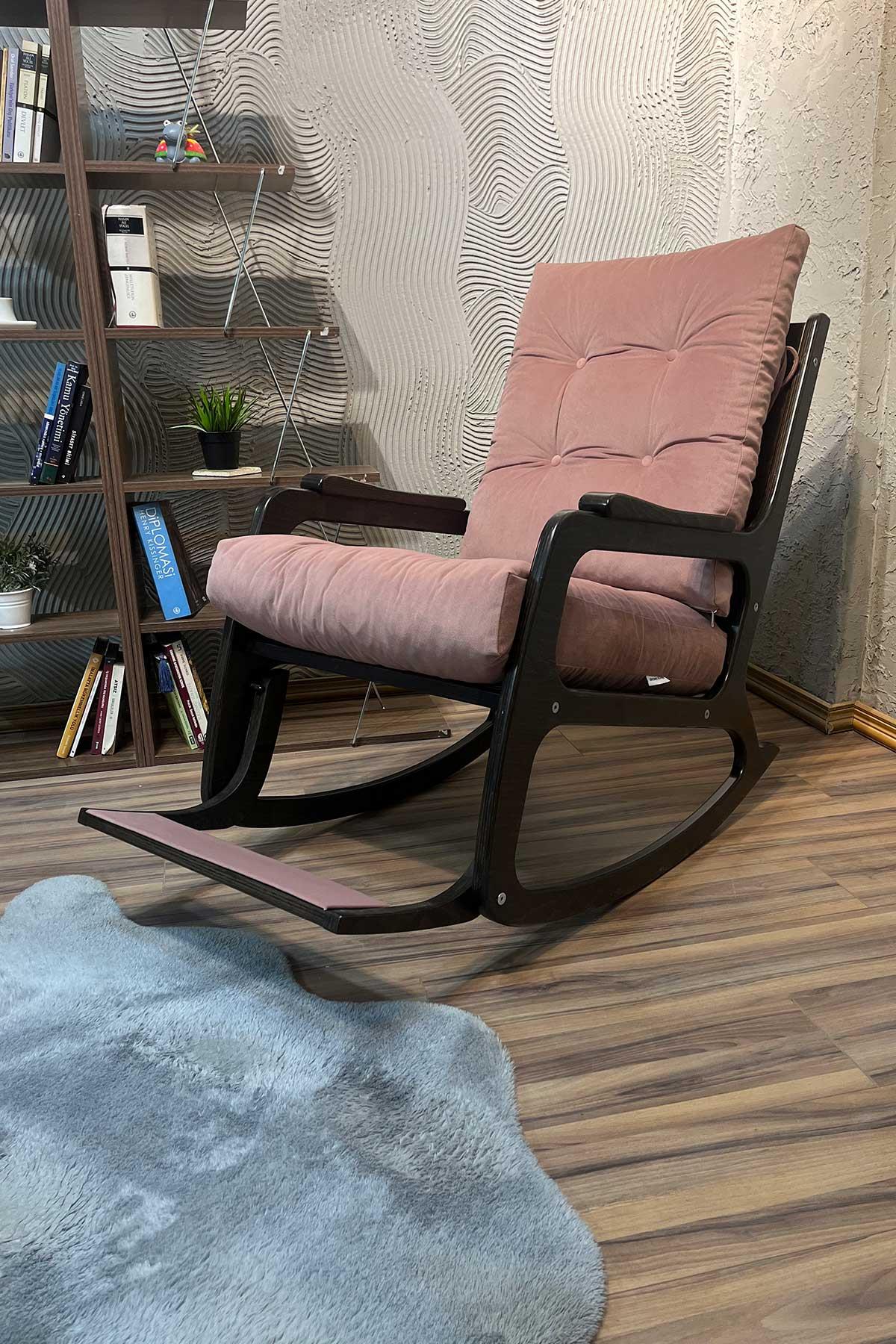 Asedia Kontes Lake Siyah Pembe Dolgu Minderli Sallanan Sandalye Dinlenme Koltuğu Baba Koltuğu