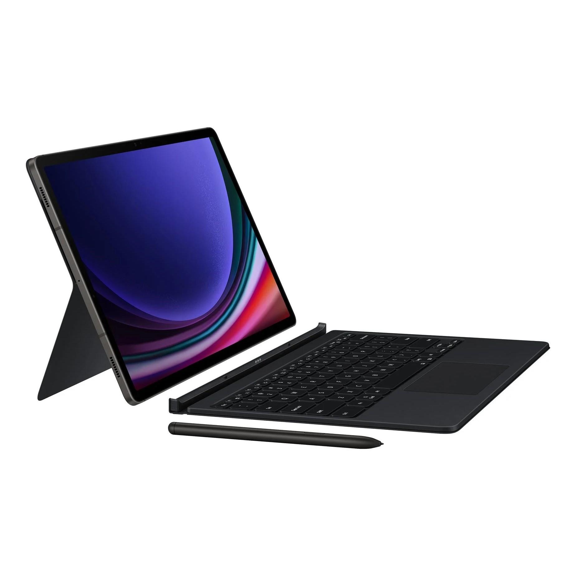 Galaxy Tab S9+ / S9 FE+ Mousepadli Klavyeli Kapaklı Kılıf - Siyah