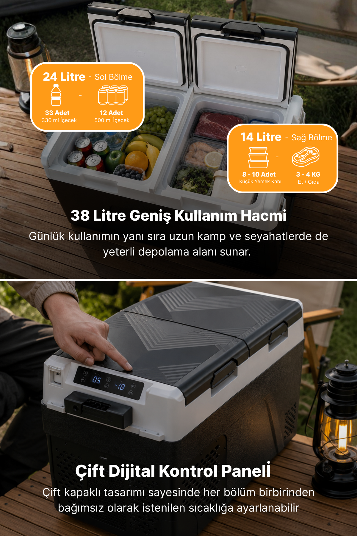 Evacool EUcamp EVA40X 12-24V 38 Litre Kompresörlü Oto Buzdolabı