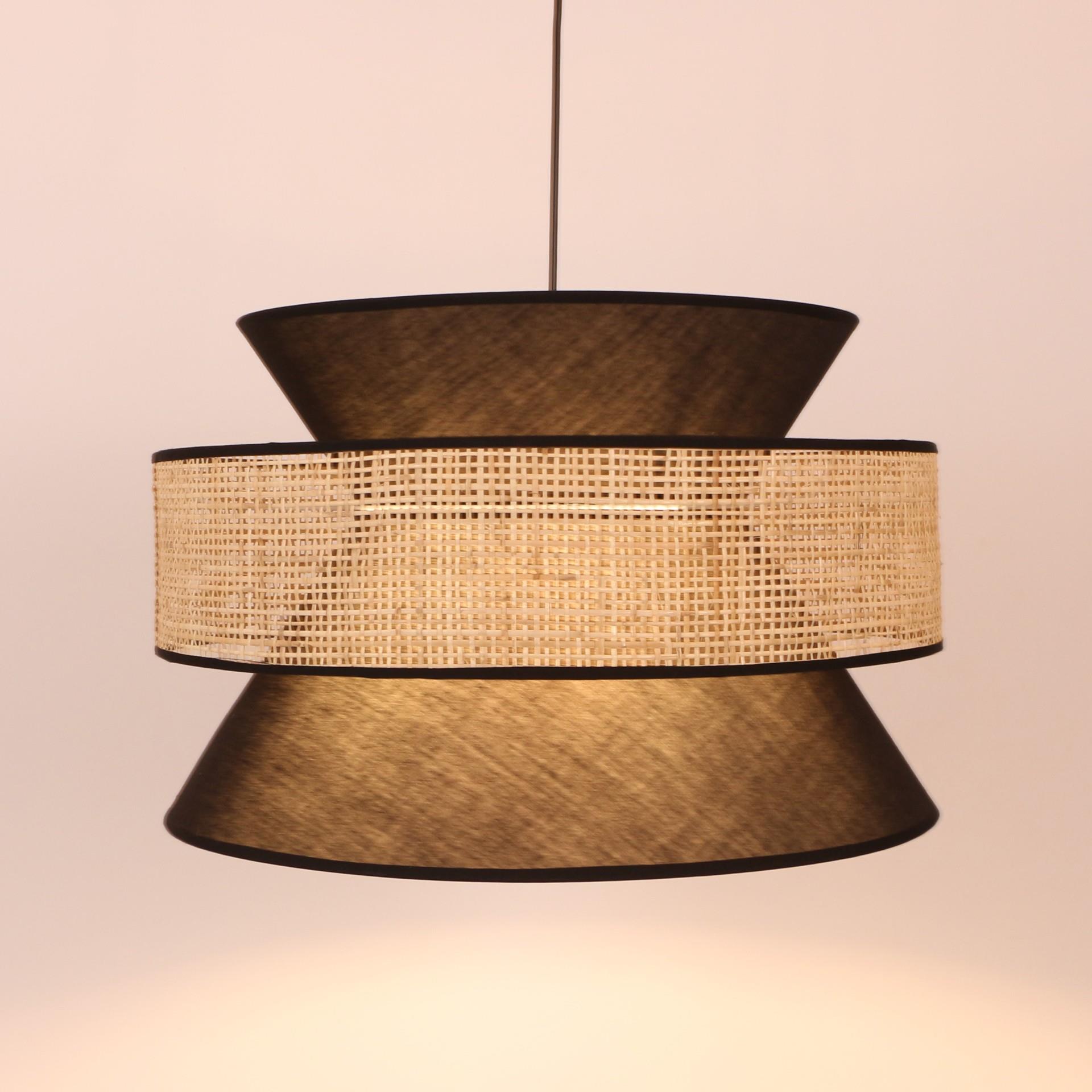 Mylamp Ece Doğal Hazeran & Mat Siyah Kumaş Avize 50x32 cm