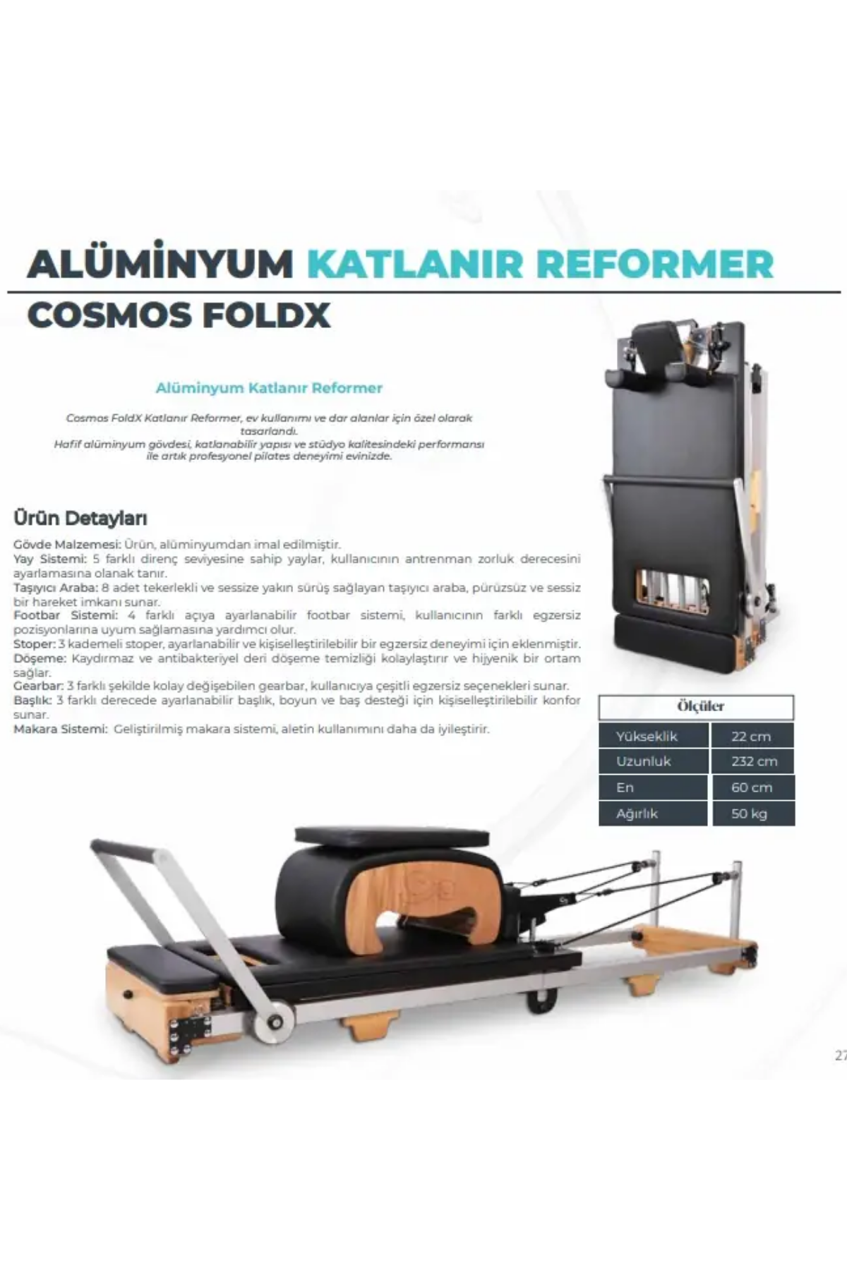 Cosmos Ev Tipi Katlanır Reformer Natural Wood