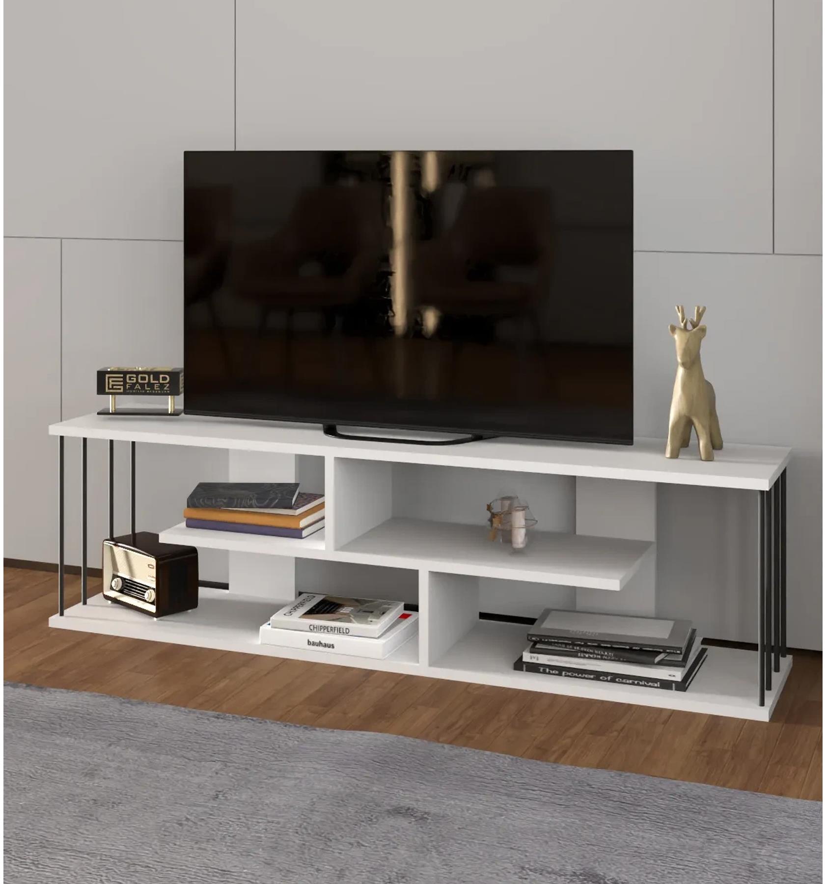 Reyo Tv Sehpası Raflı 140cm Beyaz