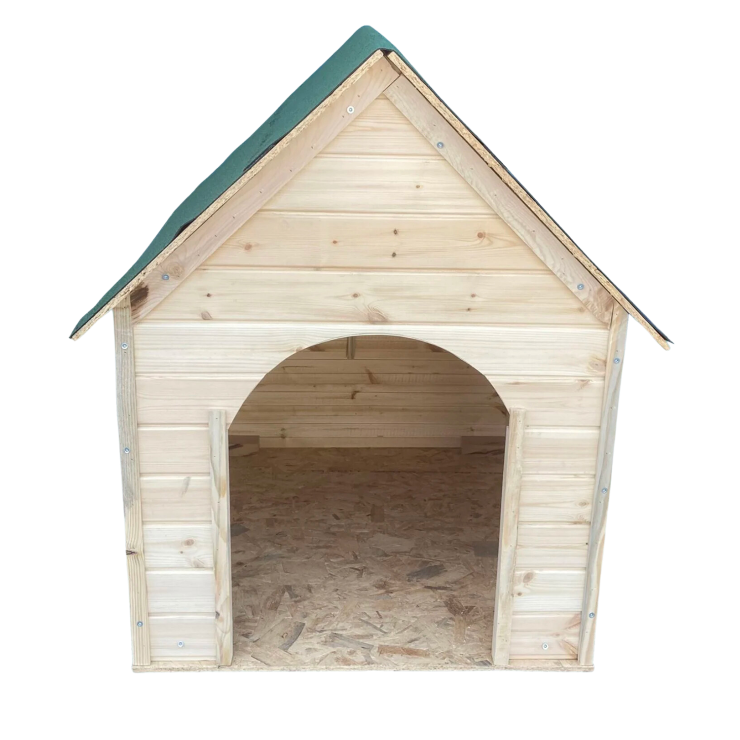 Reyo Pet Suya Soğuğa Dayanıklı Lüks Büyük Boy Ahşap Köpek Kulubesi Sokak Köpek Evi Yeşil Çatılı 100x100x78 cm