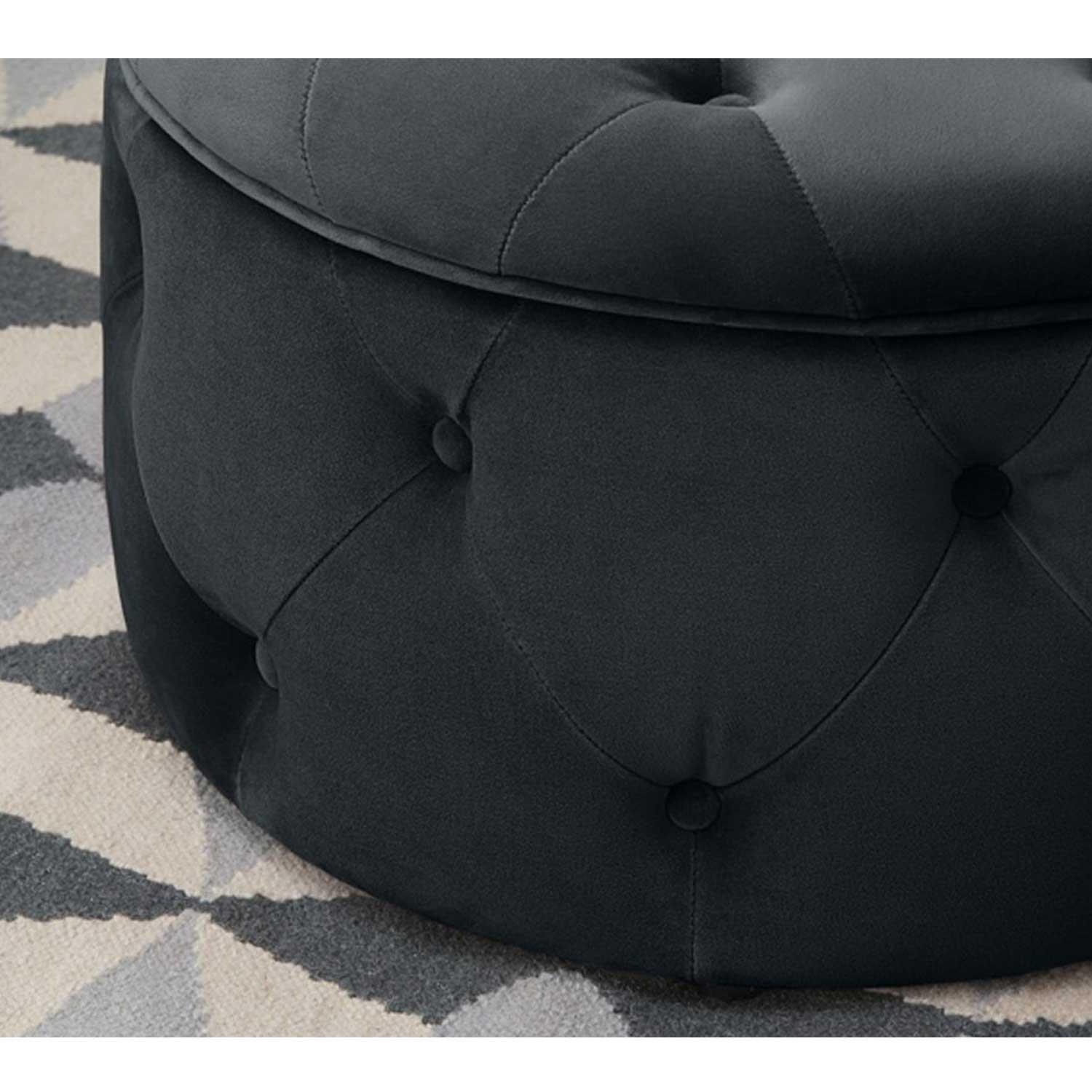 Rengev Duru Oval Puf Sandıklı Siyah