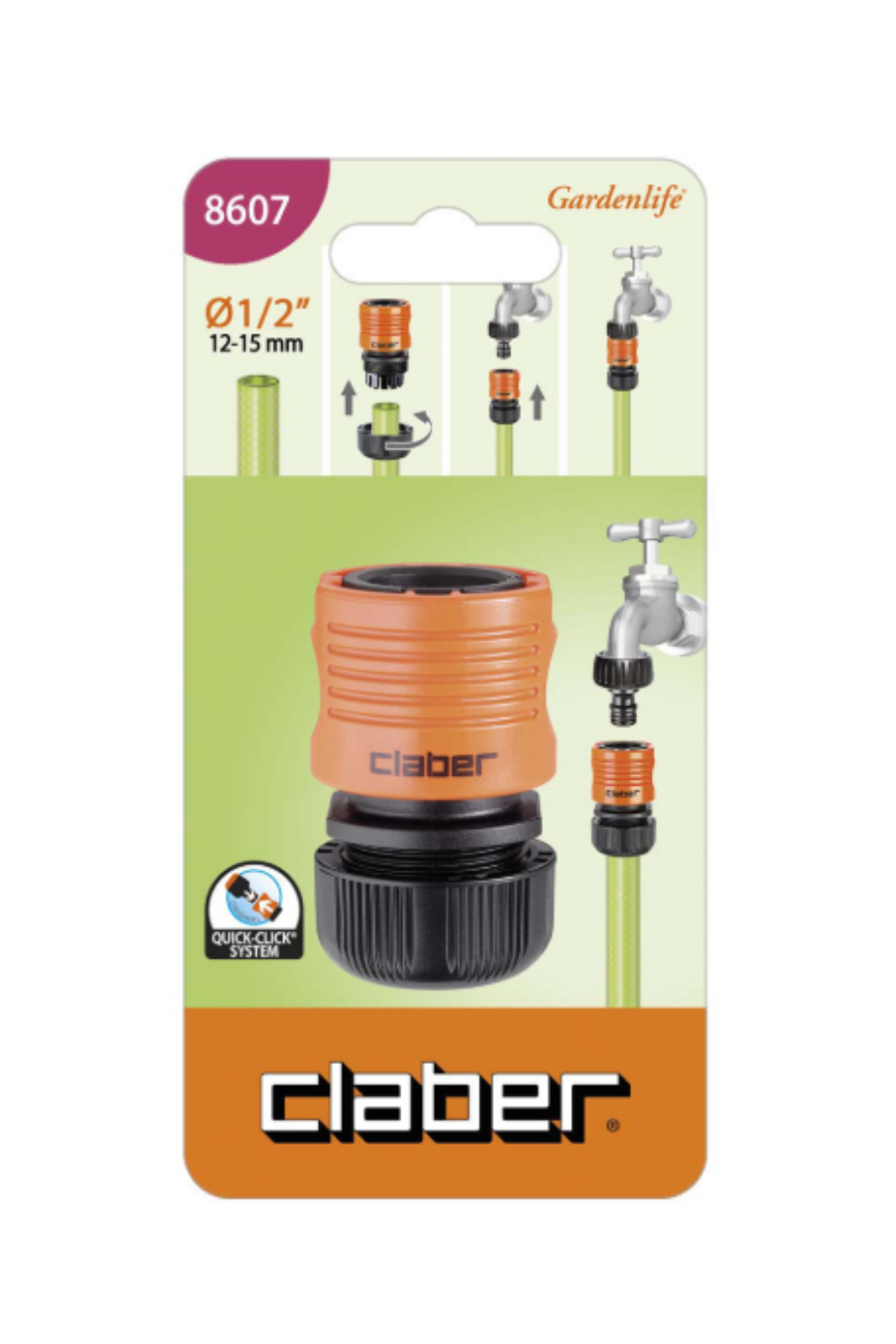 Claber 8607 1/2'' Hortum Bağlantı Aparatı Quick-Click Konnektör