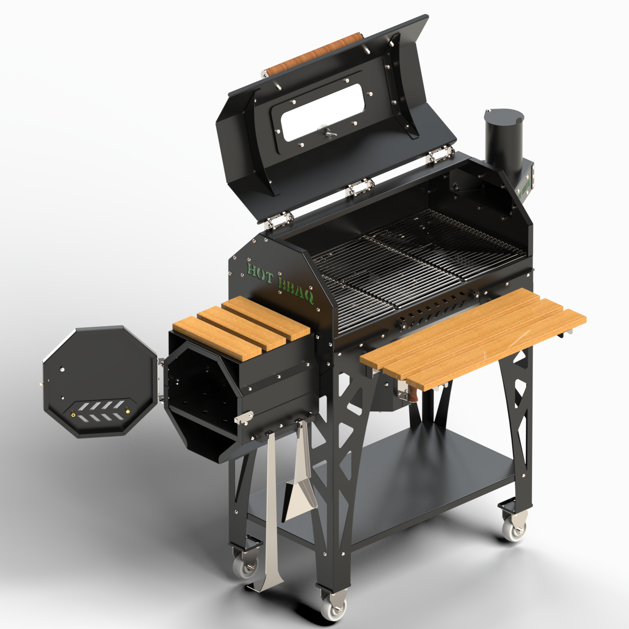 Hotbbaq Hot Quartz Long Plus 74cm Smoker Camlı Barbekü Mangal