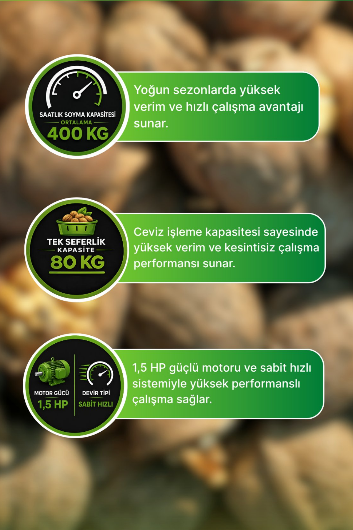 Burkon 190 Litre Rendeli Sabit Devirli Ceviz Soyma Makinesi