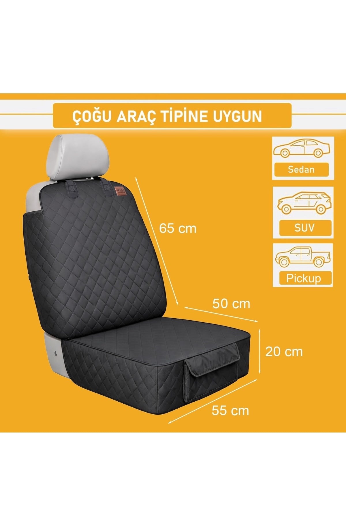 Haegs Evcil Hayvan Ön Koltuk Kılıfı - Araç Köpek Koltuk Koruma Örtüsü, Yan Kanatlı, Kaymaz, Ağır Hizmet Tipi, Su Geçirmez Koltuk Koruyucu Kılıf - Siyah