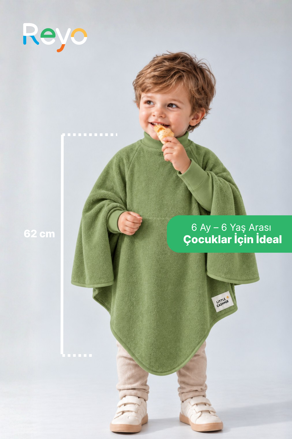 Reyo 6 Ay-6 Yaş Uzun Kollu Bebek Mama Önlüğü, Çocuk Aktivite Önlüğü, Pamuklu, Sıvı Geçirmez İç Katmanlı Havlu Bebek Beslenme Önlüğü - Green