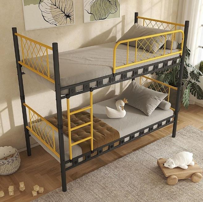 Reyo  Metis Genç Çocuk Yatak Odası Metal Ranza ve Karyola 90x190 Sarı