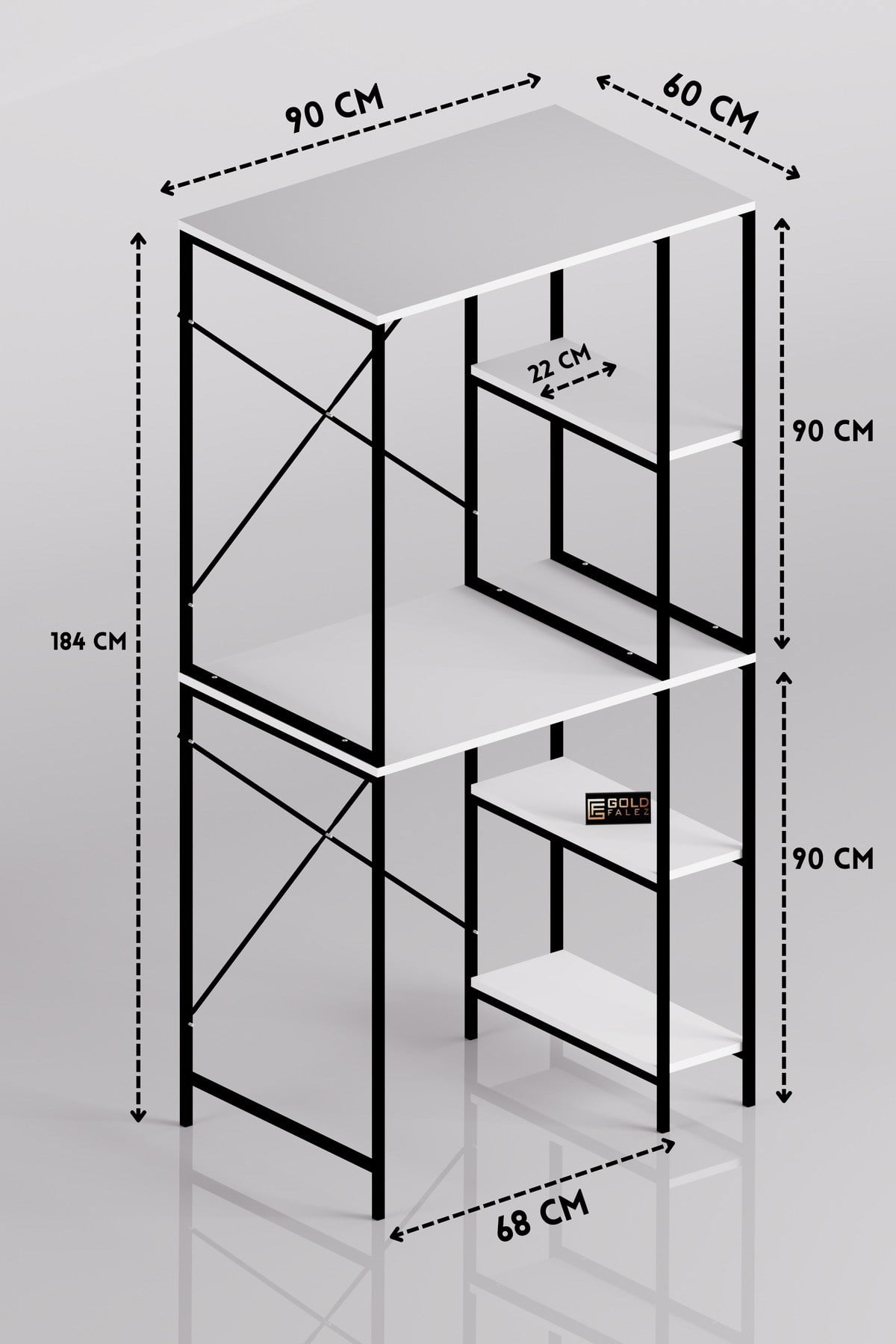 Reyo Falez Çamaşır Makinesi Üstü Dolap Yan Raflı Metal Banyo Düzenleyici Çok Katlı Organizer - 264