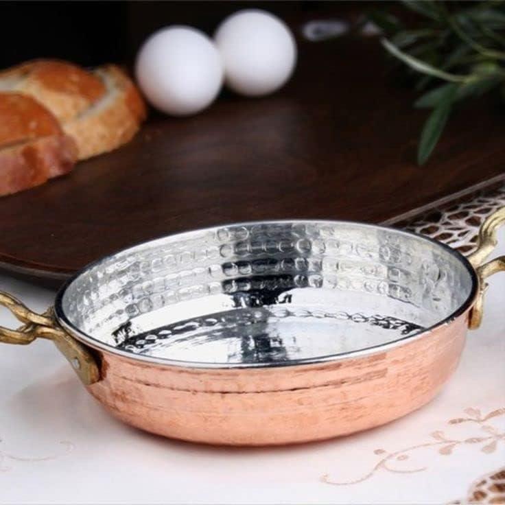 Reyo El Yapımı Bakır Omlet Ve Yumurta Tavası,Bakır Sahan Tava (20 Cm)