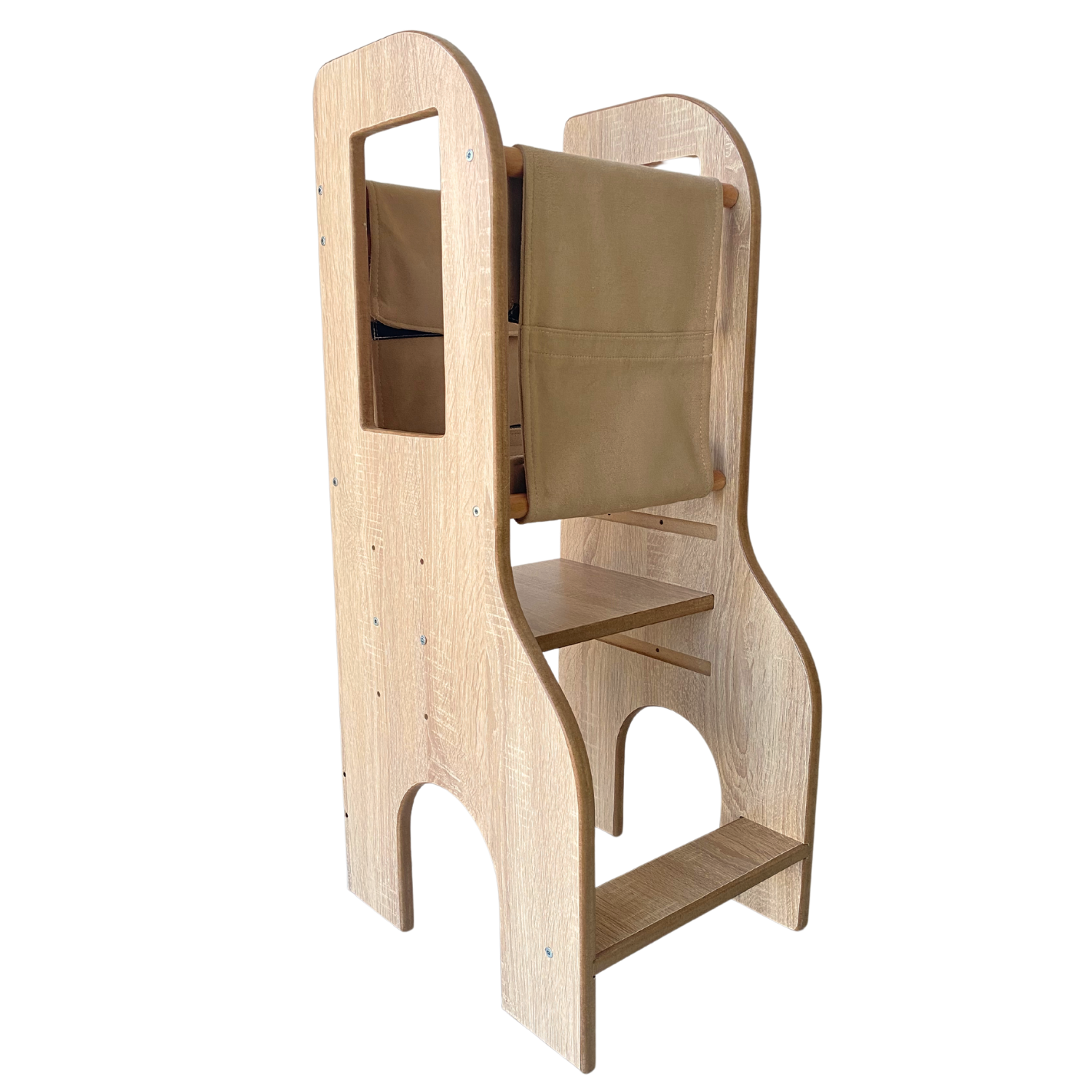 Reyo Öğrenme Kulesi, Montessori Tower, Aktivite Basamağı Yükseklik Ayarlı Naturel MDF