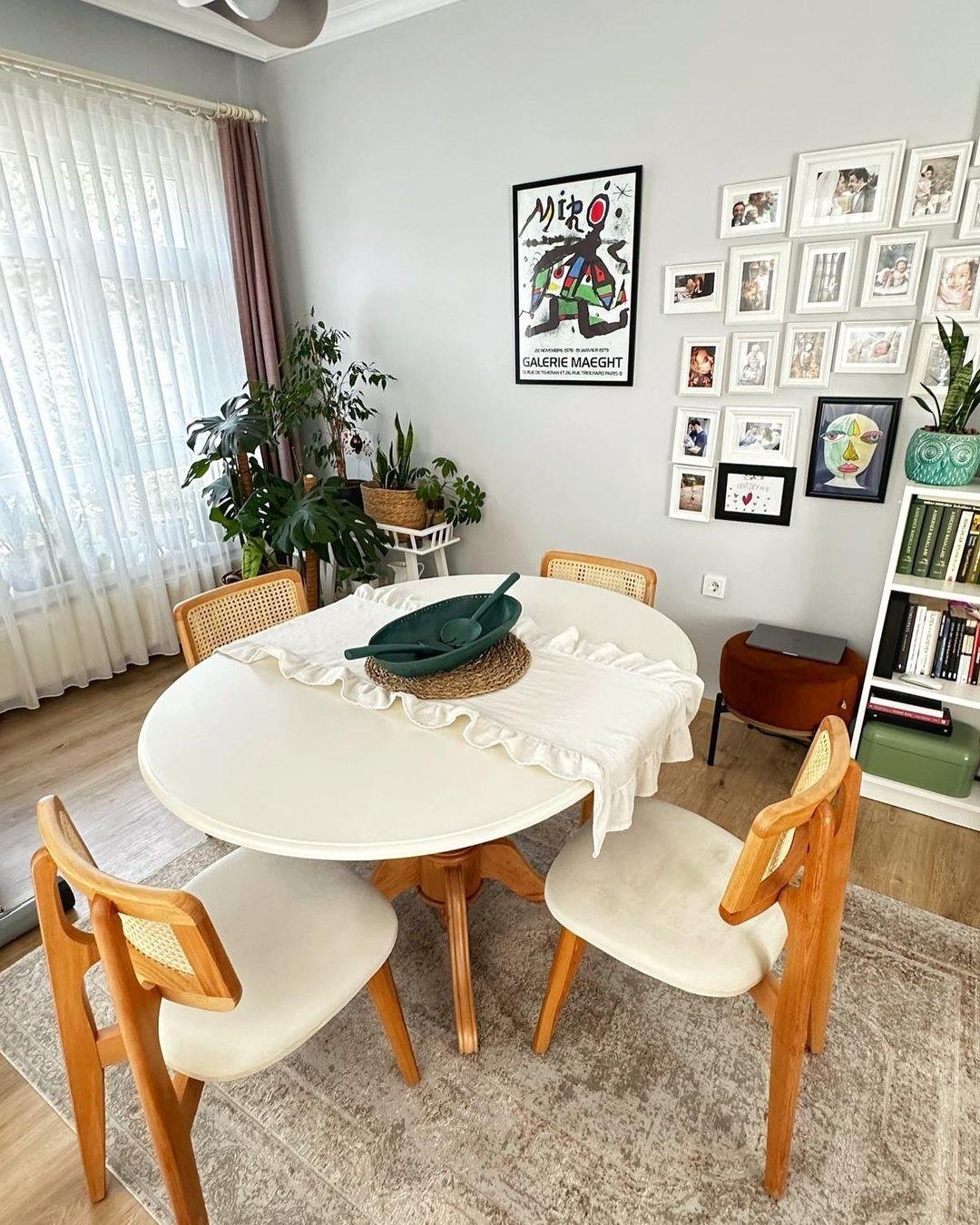 Reyo 100cm Açılır Yuvarlak Baba Ayaklı Masa Naturel-Beyaz