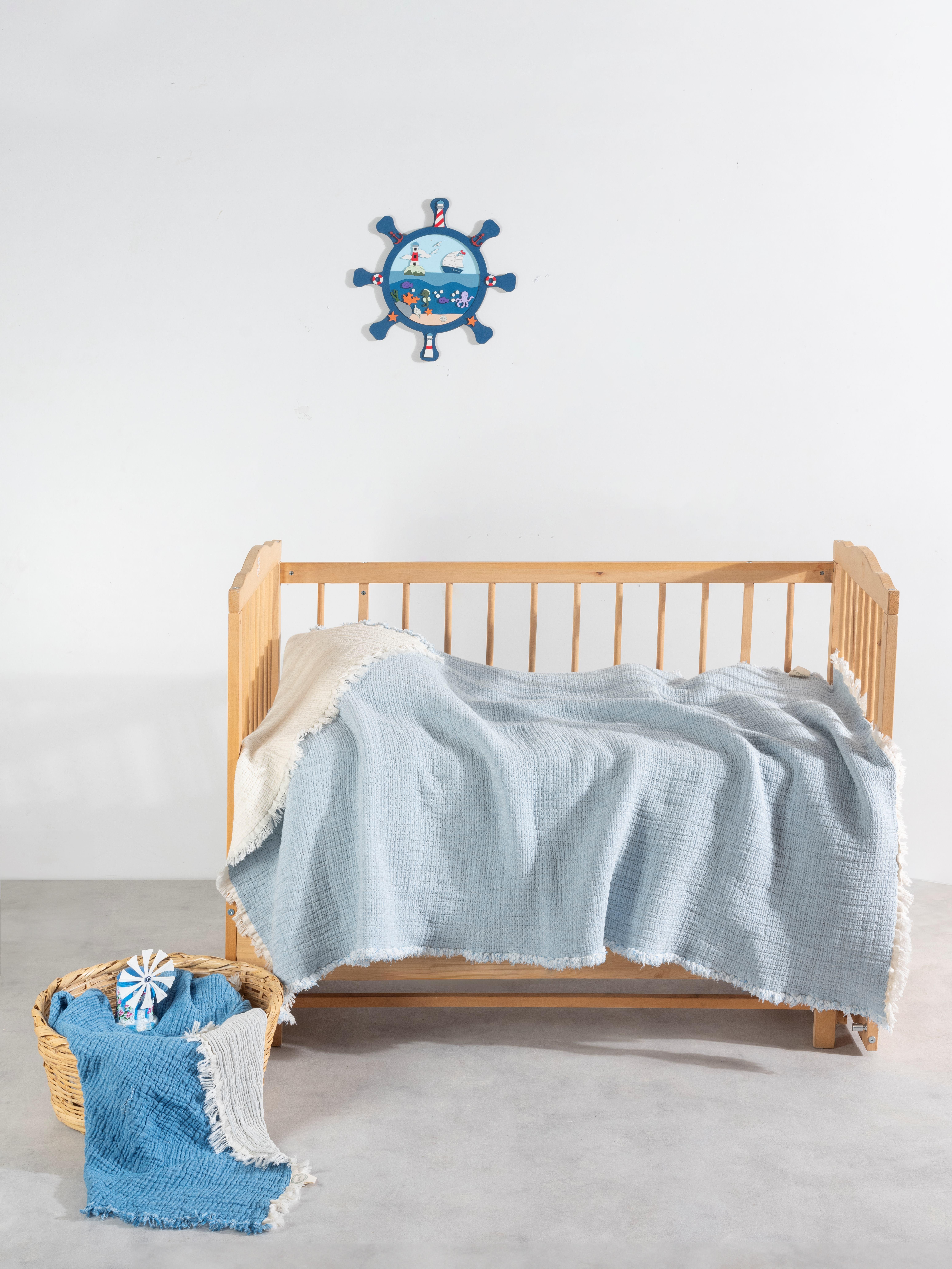 Mylasa Home Müslin Bebek Yorganı 100x150cm Mavi