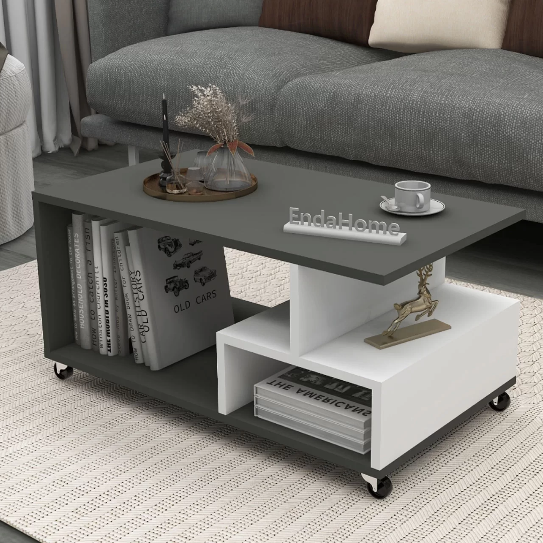 Enda Home Sultan Tekerli Orta Sehpa 86,5x50 cm Antrasit