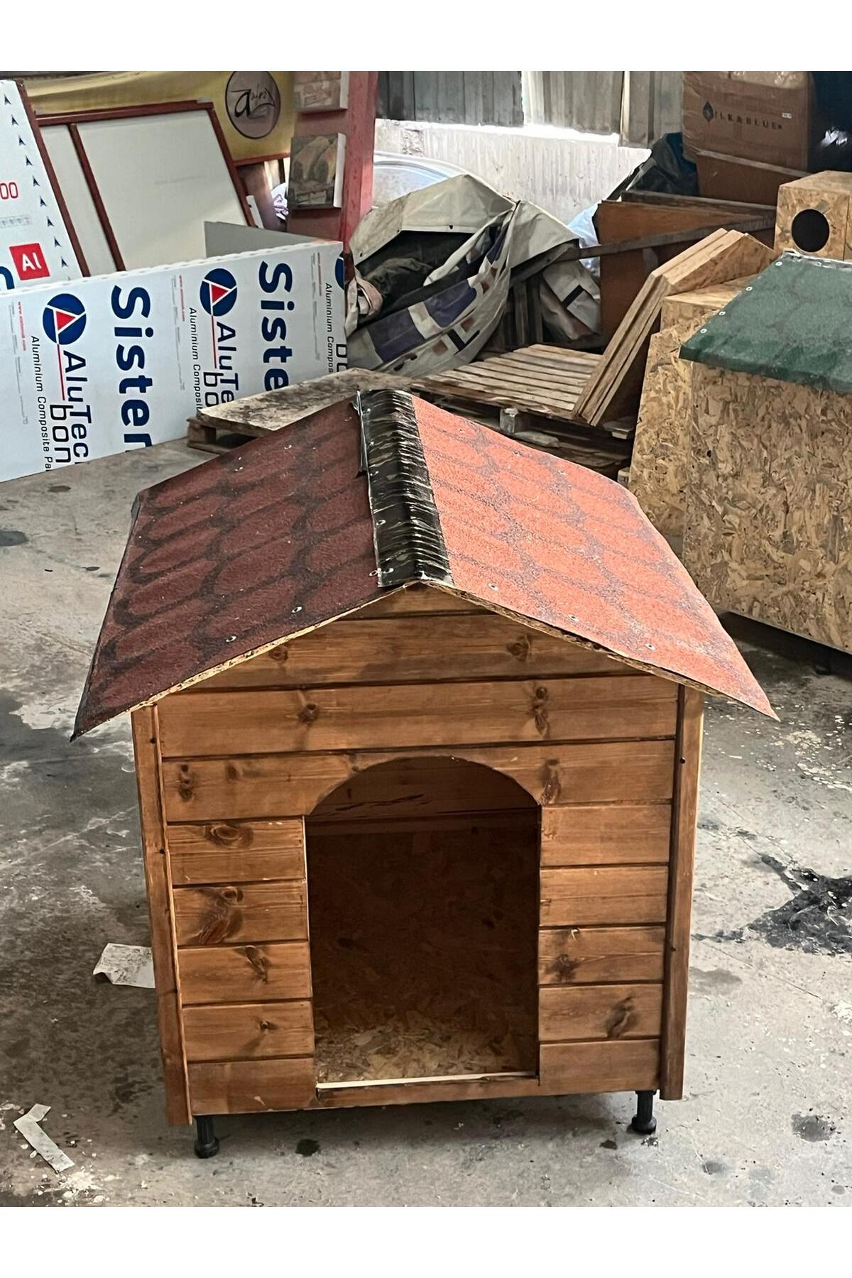 Msay XXL Büyük Boy Köpek Evi, Dış Mekana Uygun Lambiri Ceviz Ahşap, OSB, Şıngıl Çatılı Köpek Evi (Demonte Gönderim)