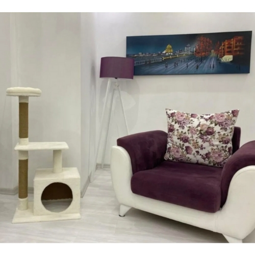 Reyo Pet Kedi Tırmalama Ve Oyun Evi Platformu Beyaz