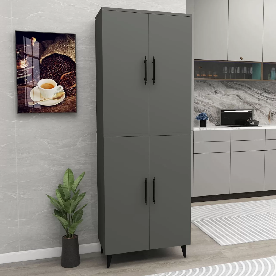 Enda Home 6 Raflı 4 Kapaklı Çok Amaçlı Dolap Antrasit
