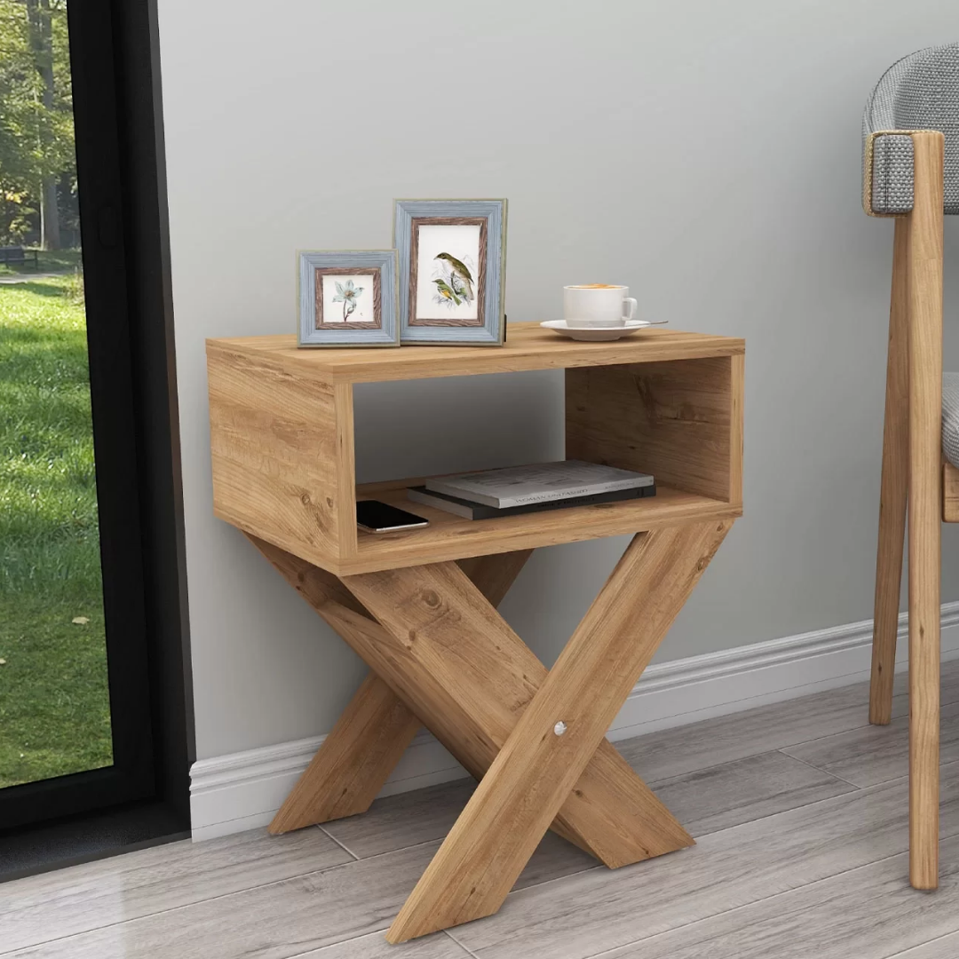 Enda Home X Ayaklı Dergilikli Komodin Kahve Sehpası Atlantik Çam