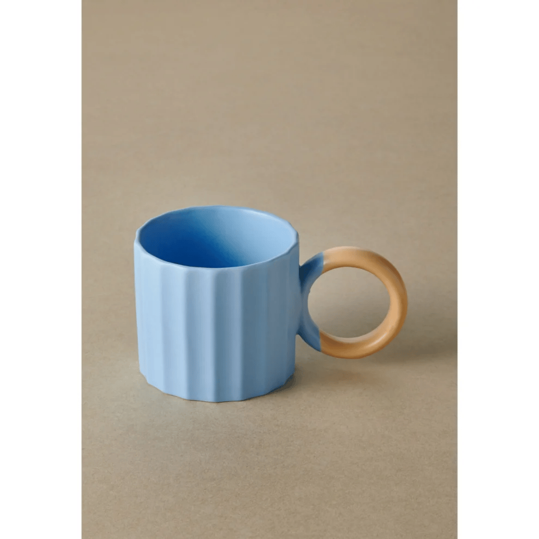 The Mia Runden Porselen Sarı Mavi 2'li Kupa 250 ml