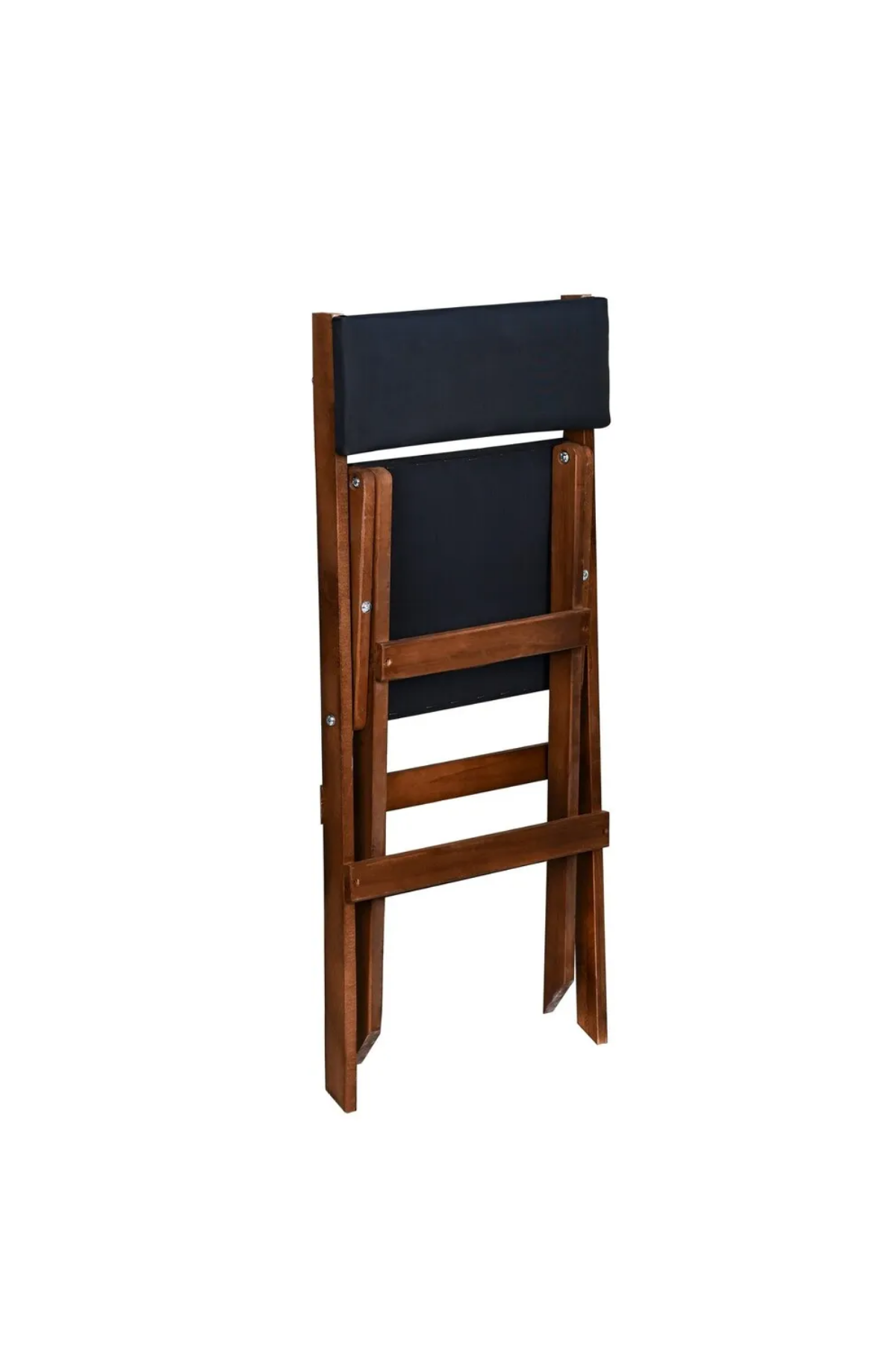 BySay Ahşap Katlanır Döşeme Minderli 3'lü Bistro Set Bahçe Takımı Ceviz Antrasit