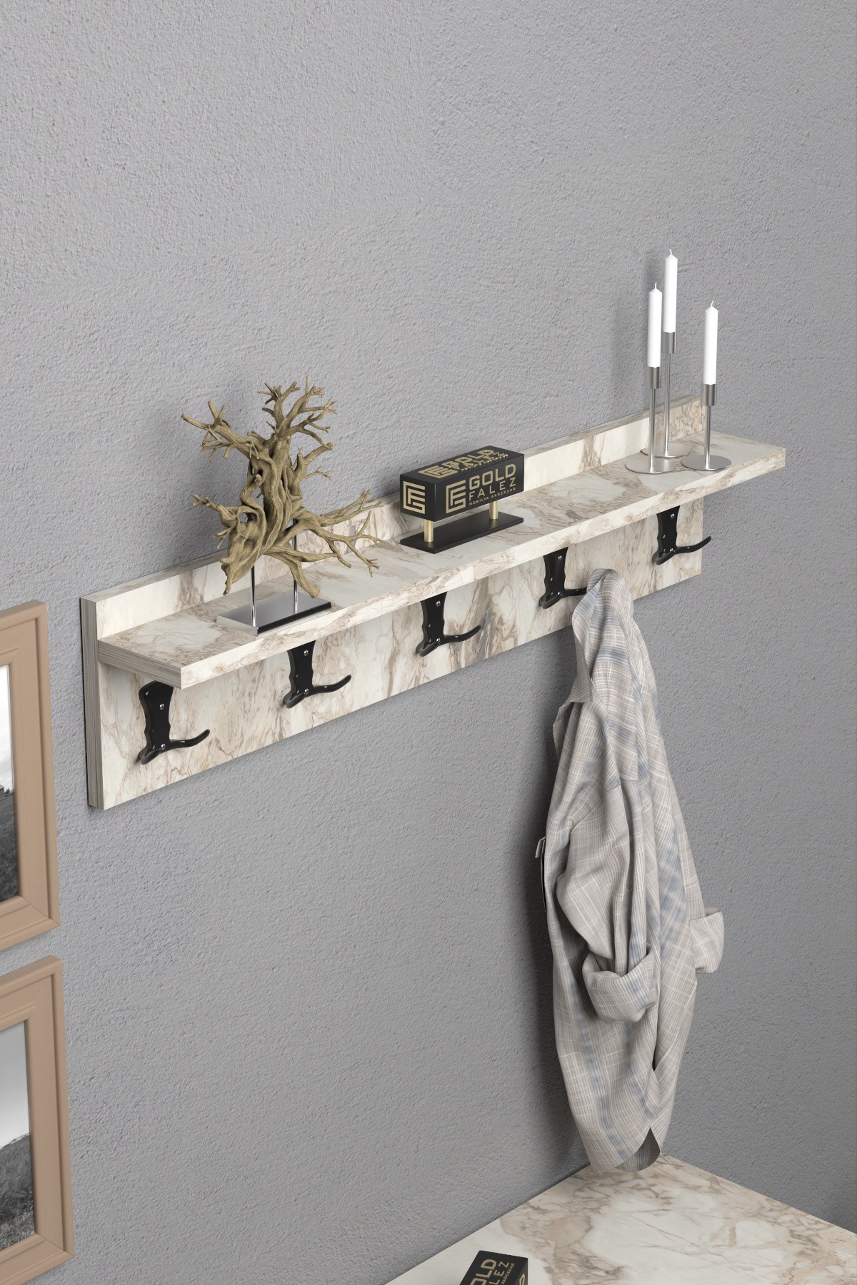 Reyo Falez Askılık Duvar Elbise Askılığı Portmanto 80 Cm Efes