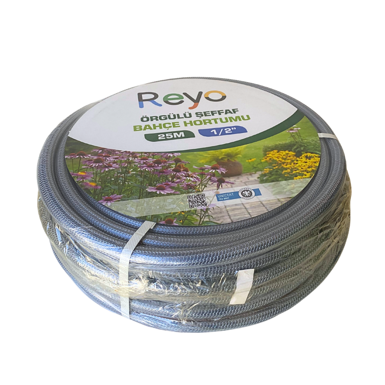 Reyo 1/2 Örgülü Premium Şeffaf 25 Metre Bahçe Hortumu 