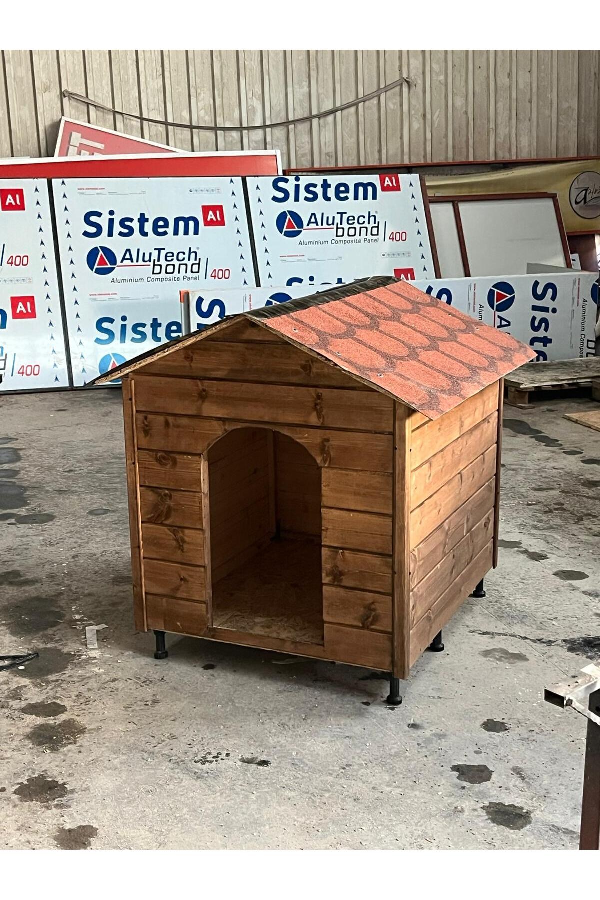 Msay XXL Büyük Boy Köpek Evi, Dış Mekana Uygun Lambiri Ceviz Ahşap, OSB, Şıngıl Çatılı Köpek Evi (Demonte Gönderim)