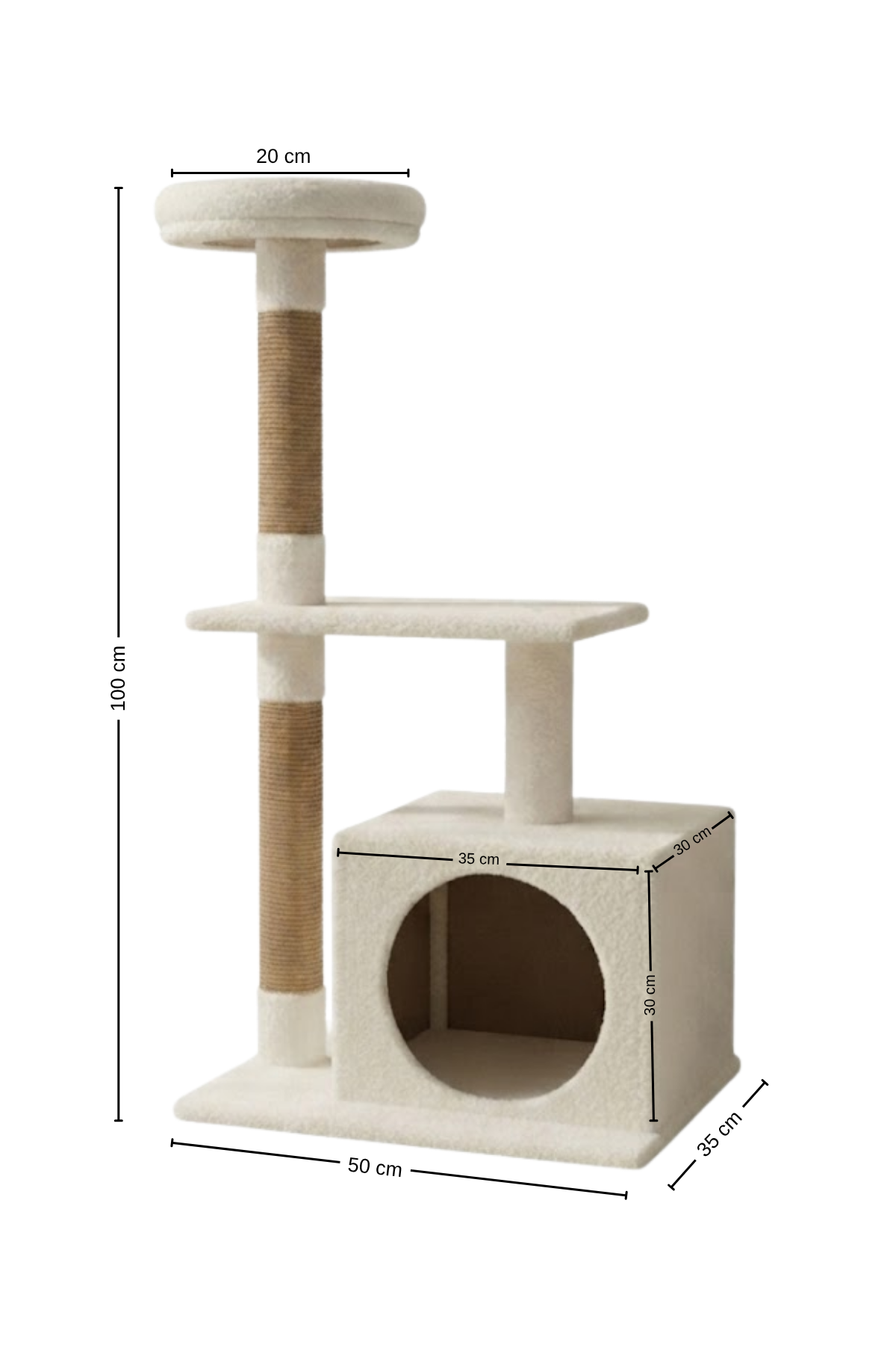 Reyo Pet Kedi Tırmalama Ve Oyun Evi Platformu Beyaz