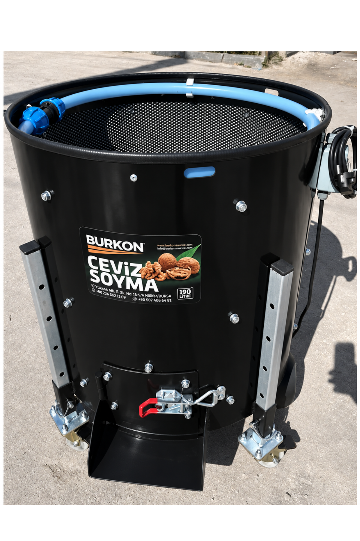Burkon 190 Litre Rendeli Sabit Devirli Ceviz Soyma Makinesi
