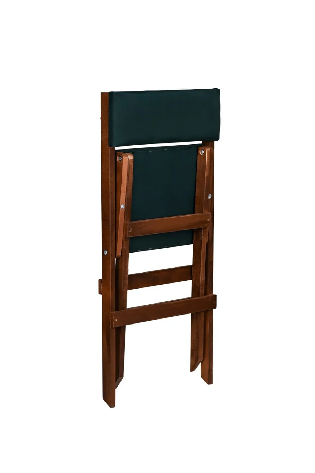 BySay Ahşap Katlanır Döşeme Minderli 3'lü Bistro Set Bahçe Takımı Ceviz Yeşil