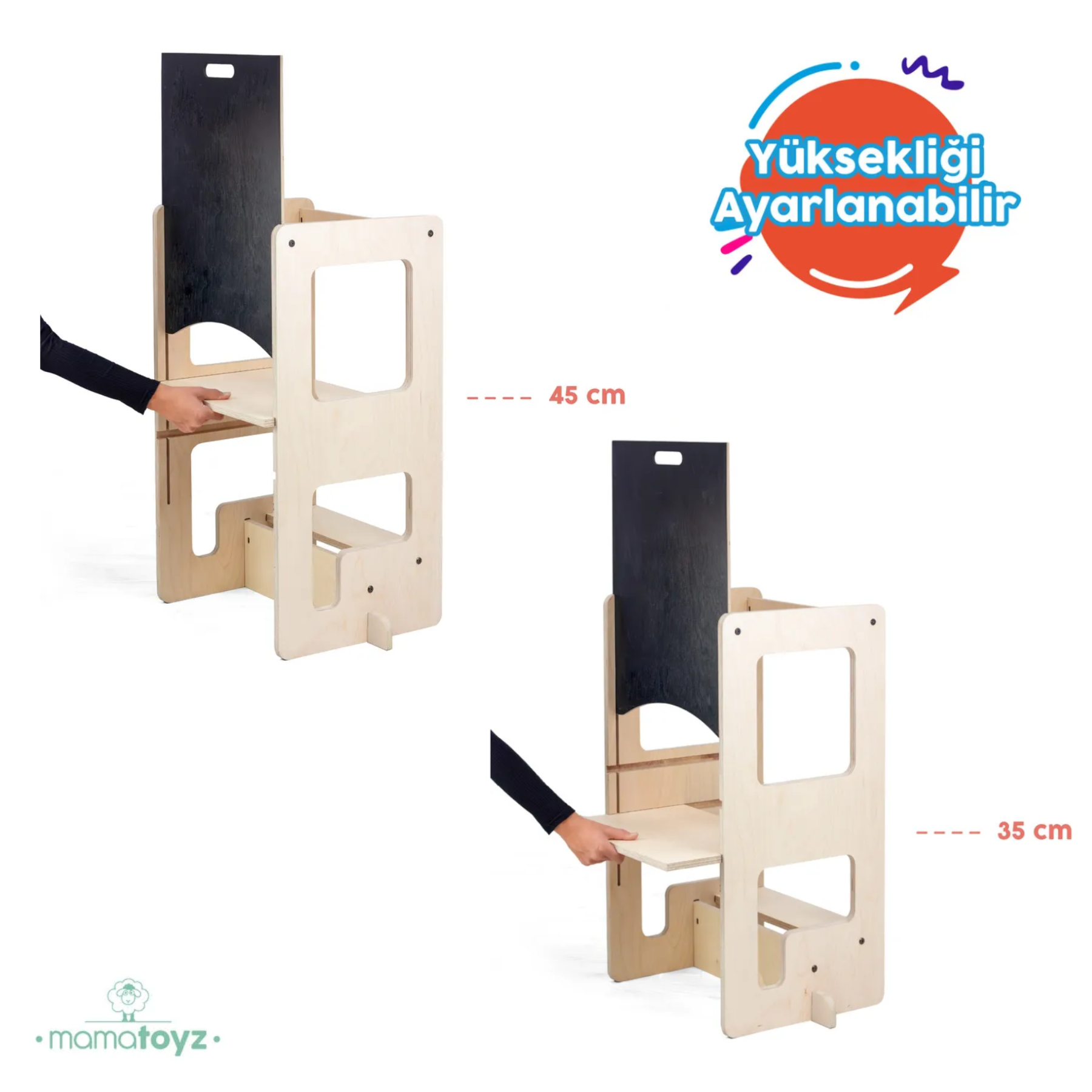 Mamatoyz Flip Natural 3'ü 1 Arada Öğrenme Kulesi & Aktivite Masası & Yazı Tahtası
