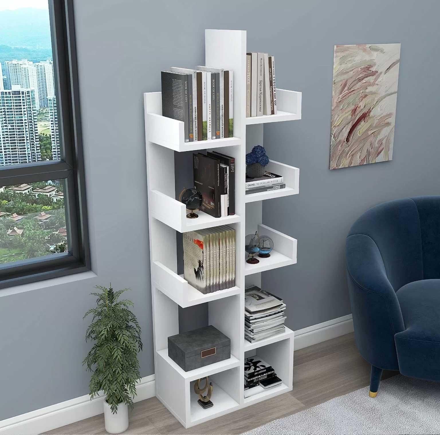 Enda Home Pamfilya 10 Bölmeli/Raflı Kitaplık Beyaz