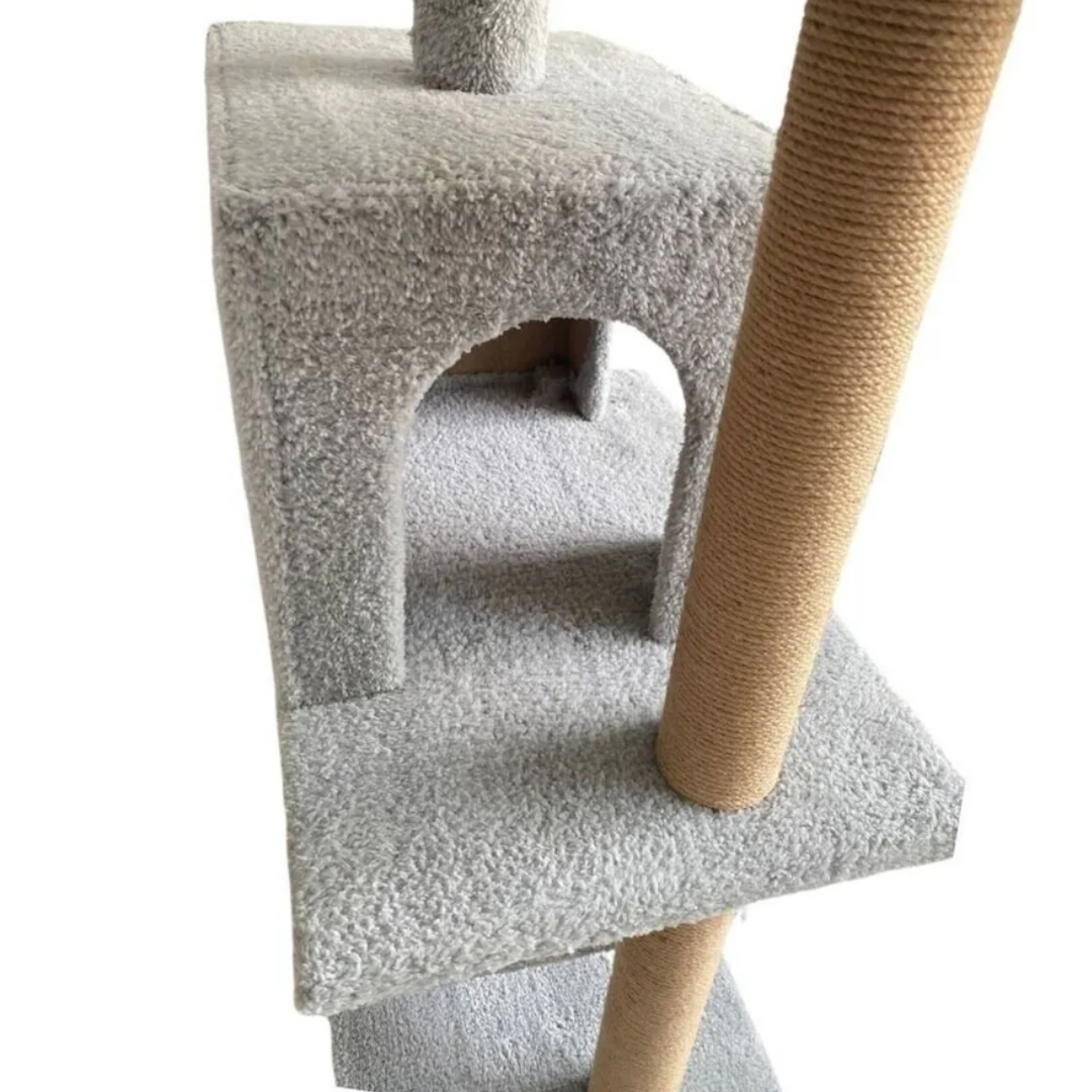 Reyo Pet Y01 Salıncaklı Yuvalı Lüx Kedi Tırmalama Oyun Evi Gri