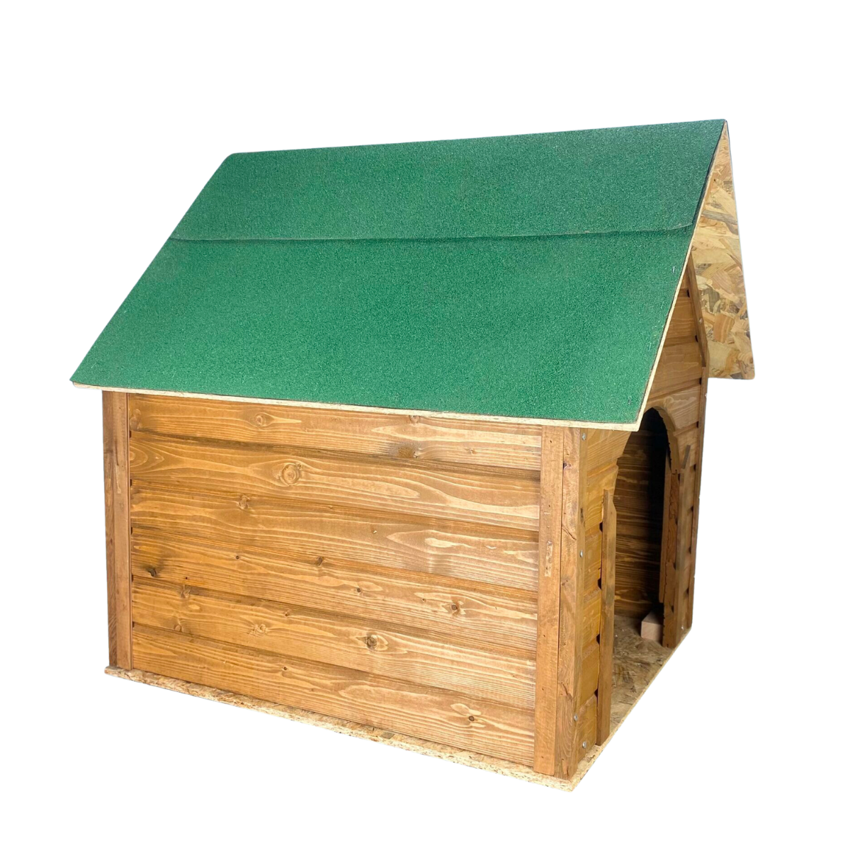 Reyo Pet Suya Soğuğa Dayanıklı Lüks Büyük Boy Ahşap Köpek Kulubesi Sokak Köpek Evi Yeşil Çatılı 100x100x78 cm Ceviz