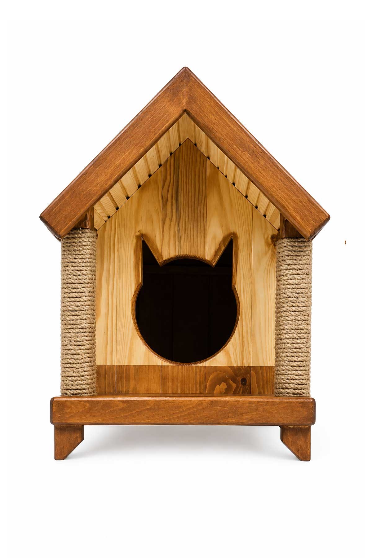 Narım Ahşap Kedi Evi Tırmalama Tahtalı Kedi Barınağı, Dış ve İç Mekana Uygun 60x33x35 cm